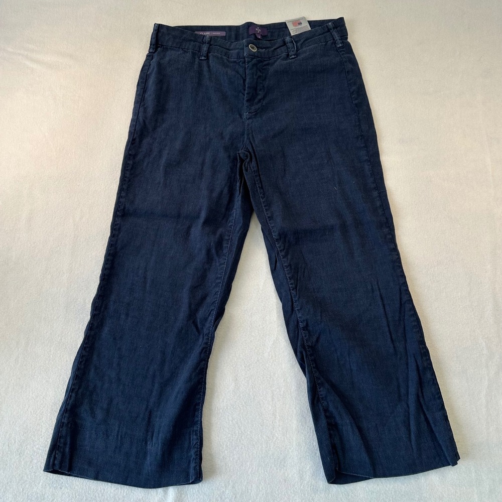 NYDJ Claire Trouser Jean Indigo Blue Wide Leg Lift Tuck Size 6 Made in USA 30x23